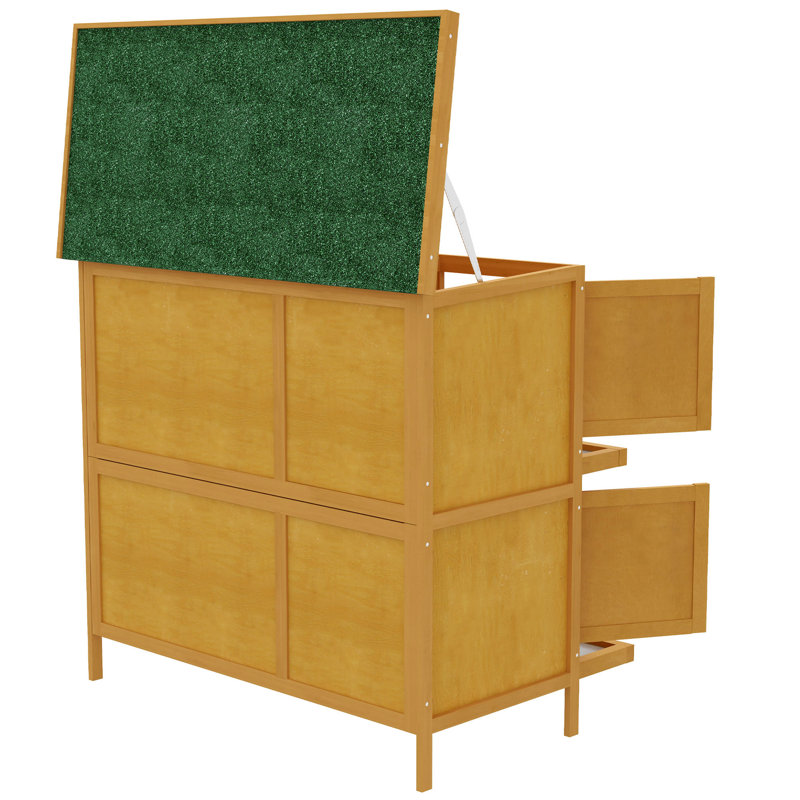 Rabbit Hutch Double Decker Cage with Roof Divider Ramp Yellow