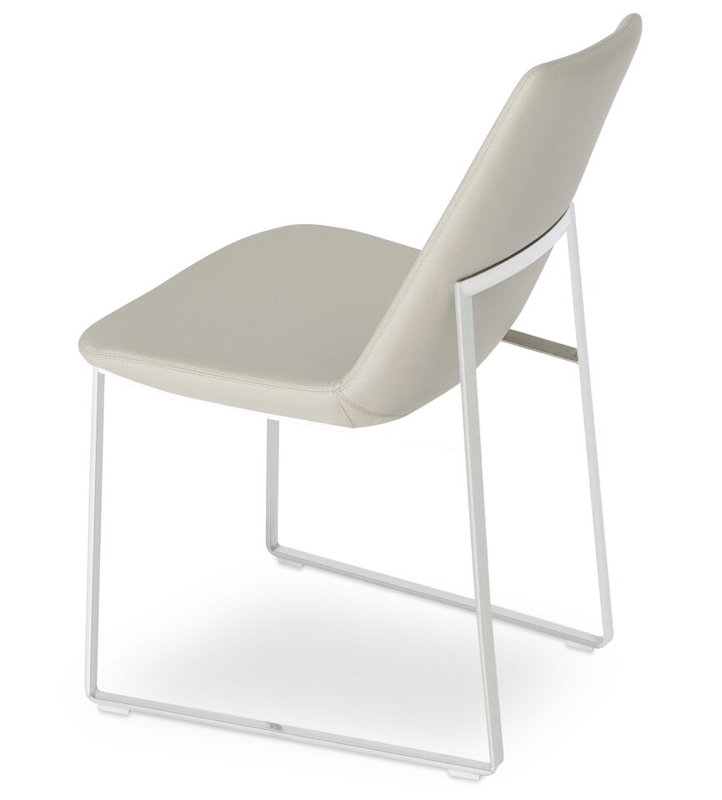 Chaise d'appoint Eiffel, Acier inoxydable, Similicuir os