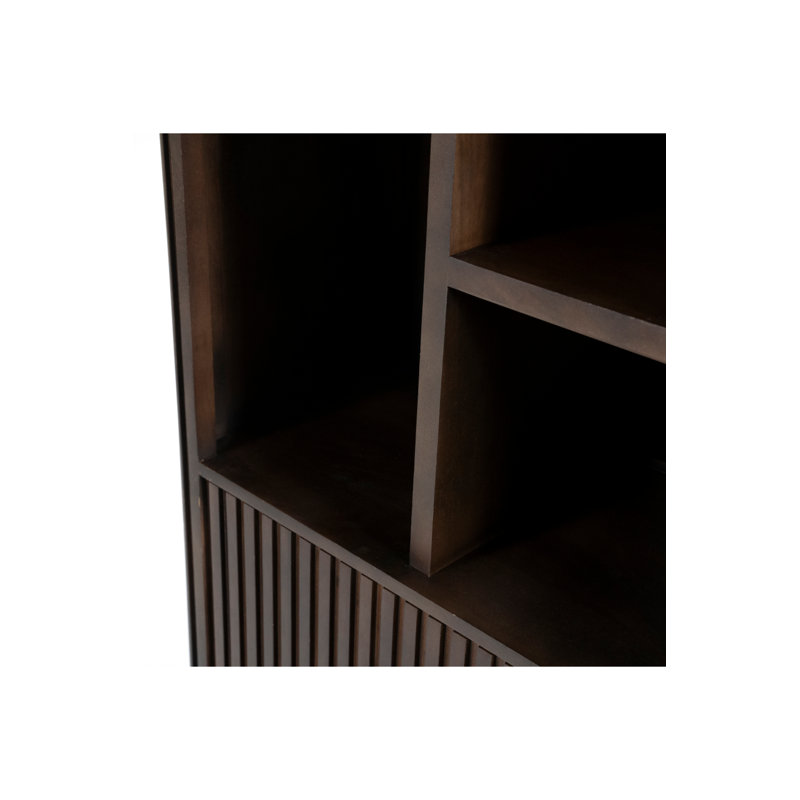 Brown Mango Wood Vertical Bookcase with Doors