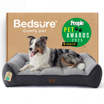 Lit orthopédique confortable pour chiens de taille moyenne, canapé-lit lavable imperméable très épais avec housse en sherpa, base antidérapante
