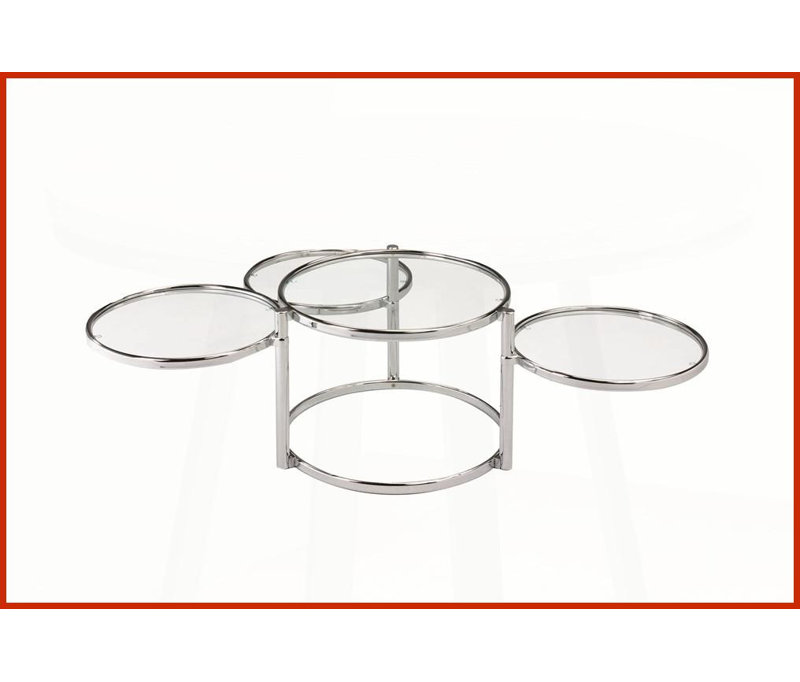 Table basse moderne emboîtable avec verre transparent Chrome - Économie d'espace pour le salon