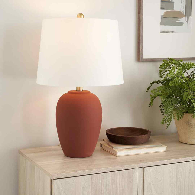 Brejon Ceramic Table Lamp, Brown, White
