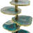 Verdant Agate-Slice Table Lamp with Marble Base 15"Dia. x 29.5" - Green, White