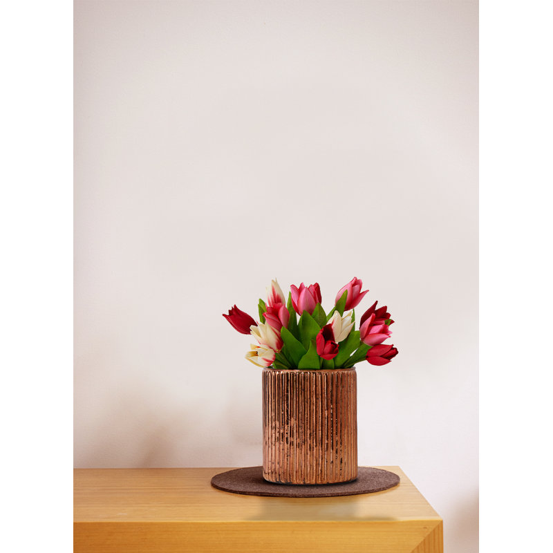 Vase de table en verre Granit, Cuivre, H 6 po x l 5 po x P 5 po