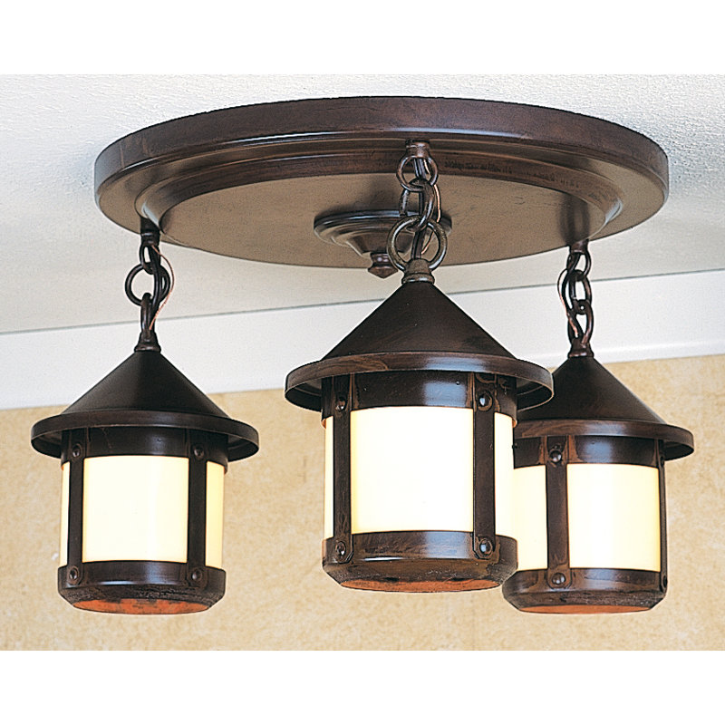 Berkeley 3 - Light Semi Flush Mount, Bronze, Cream