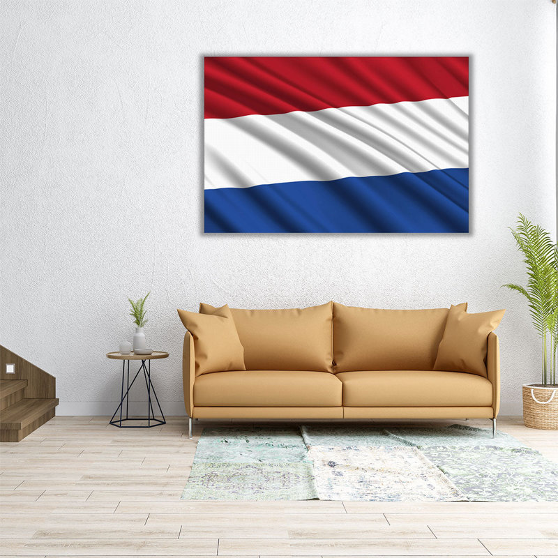 Drapeau des Pays-Bas flottant - reproduction d'art sur toile, H 40 po x l 60 po