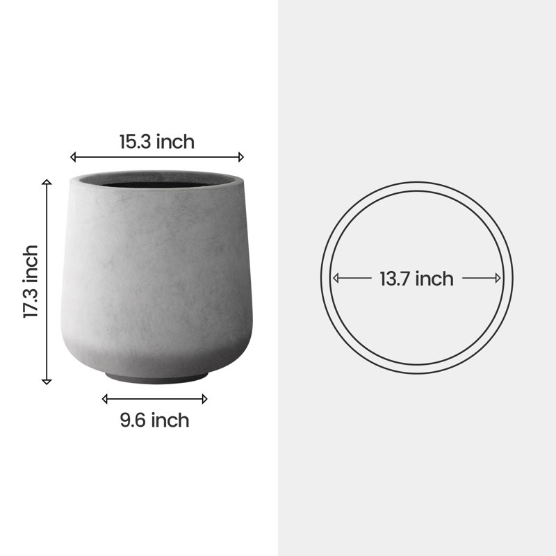 Pot à fleurs en béton Laihla, Gris clair, H 12,2 po x l 11,8 po x P 11,8 po