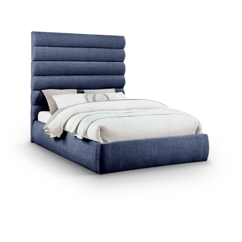 Lit en tissu Adam Chenille, Grand, Tissu chenille bleu marine