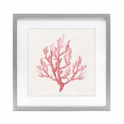 Muted Pink Coral Branch Framed Print Under Glass, design by Janet Tava