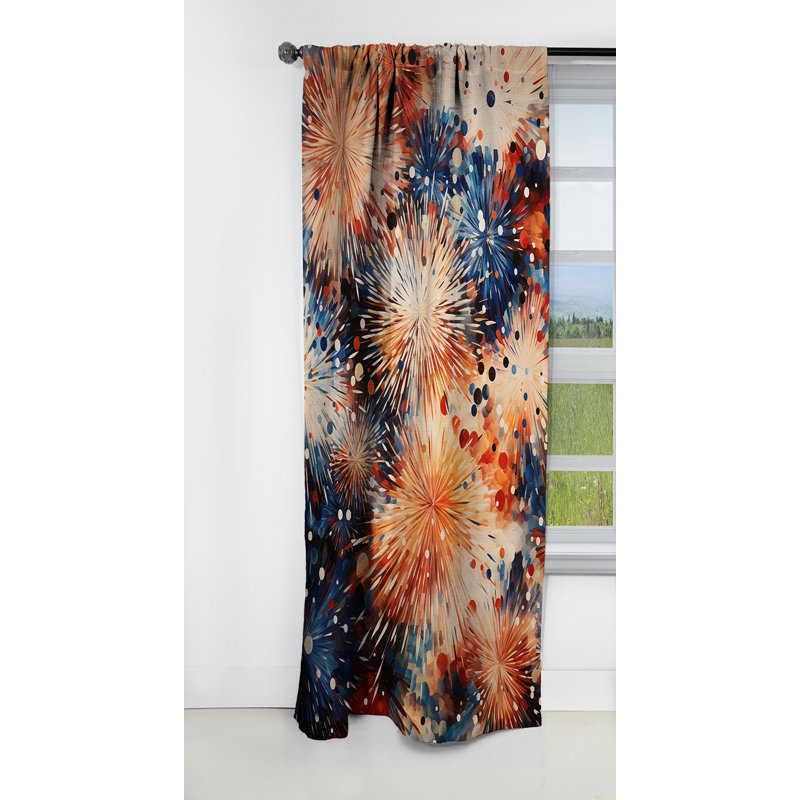 Smedley - Rideau occultant abstrait avec feux d'artifice - 1 panneau, L 52 po x L 108 po