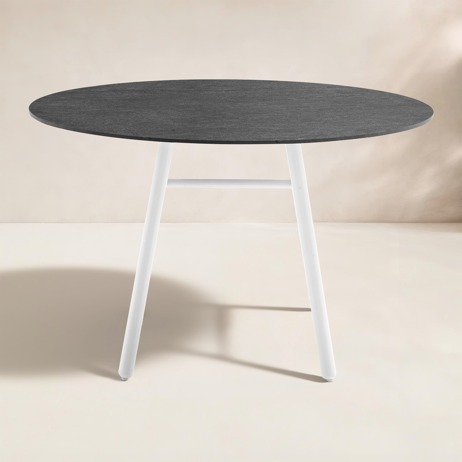 Yo! Bistro Table with Metal Legs, Cardoso Black, Matt Optic White