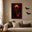 Art mural sur toile gothique, chat noir et citrouille au labyrinthe d'Halloween-315028681
