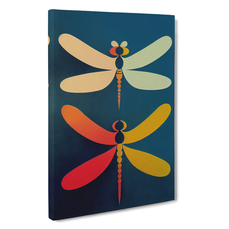 XC1022-3792X Retro Dragonflies - Wrapped Canvas Print, 50cm H x 35cm W x 3cm D