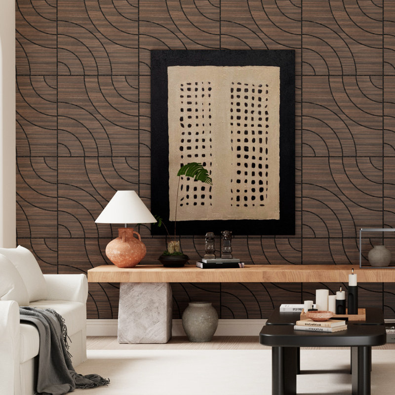 0.4 in. x 24 in. x 24 in. Smoked Self-Adhesive Square Edge MDF Decorative Wall Paneling (4-Pack), Walnut