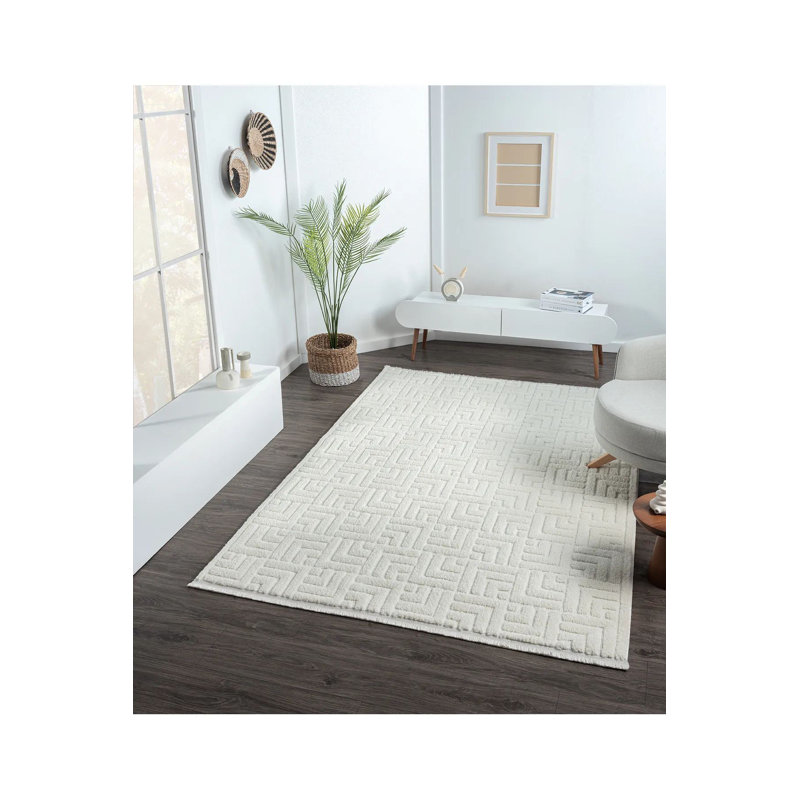 Luxurious Cream Area Rug, 3.3 x 19.7 Feet | 100% Polypropylene, 1.7 cm Pile Height | Machine Woven, Non-Slip Dot Underside, Antibacterial | Perfect for Living Room, Bedroom, and Dining Room Decor