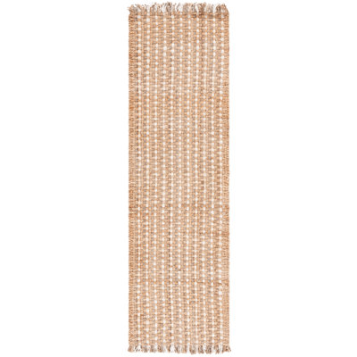 Keshanda Natural Fiber Hand Woven Jute Pile Striped Rug