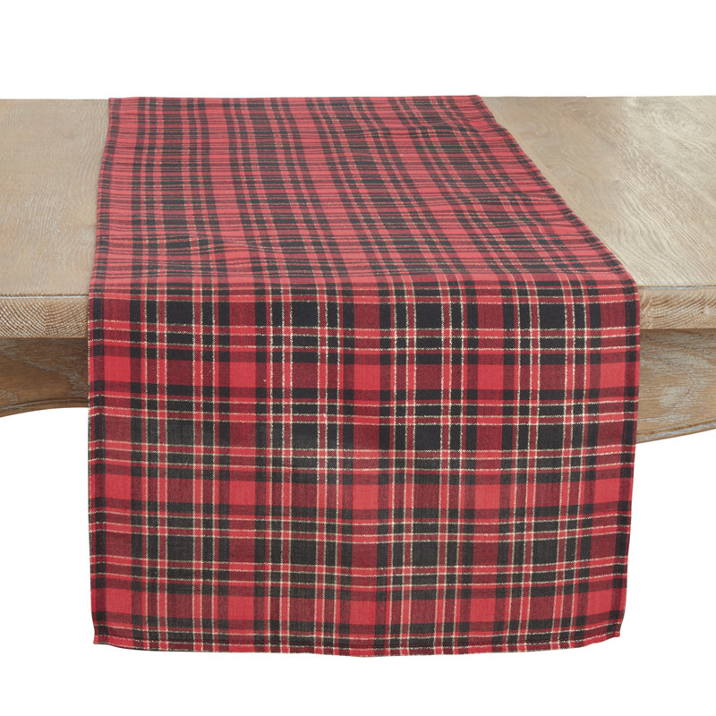 Chemin de table rouge et noir Tartan, P 16 po x L 108 po
