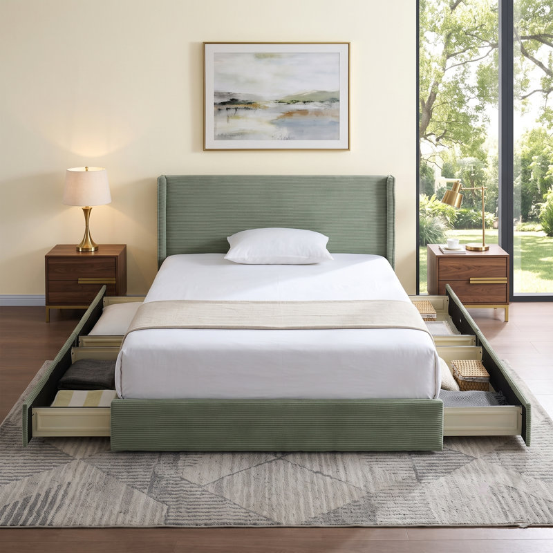 Lit plateforme tapissier Modern, Tortue, Grand