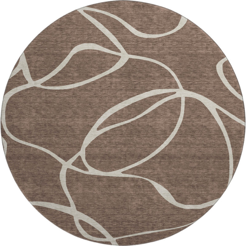 Premium Machine Washable Corum AMF999 Swirls Rug, Round 8'