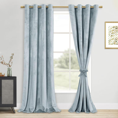 2 Panels Velvet Curtains with Tiebacks - Luxury Grommet Top Window Treatments Room Darkening Privacy Protect Drapes for Bedroom Living Room Home Decor