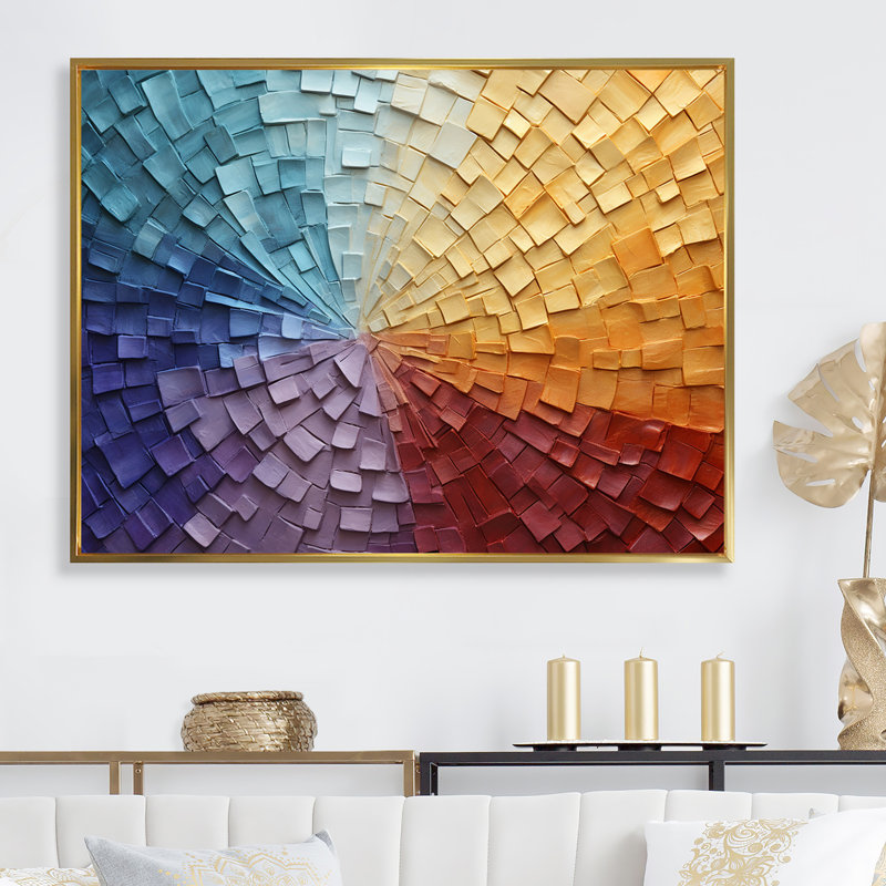 Minimalisme couleurs en harmonie IV - art mural arc-en-salon, Cadre flottant doré, H 12 po x l 20 po x P 1 po