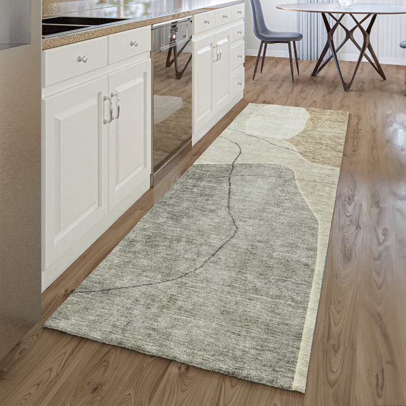Premium Machine Washable Prisco Beige Rug, Runner 2'3" x 7'6"