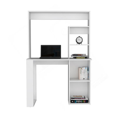 Bureau d'écriture avec tablettes et huche, blanc