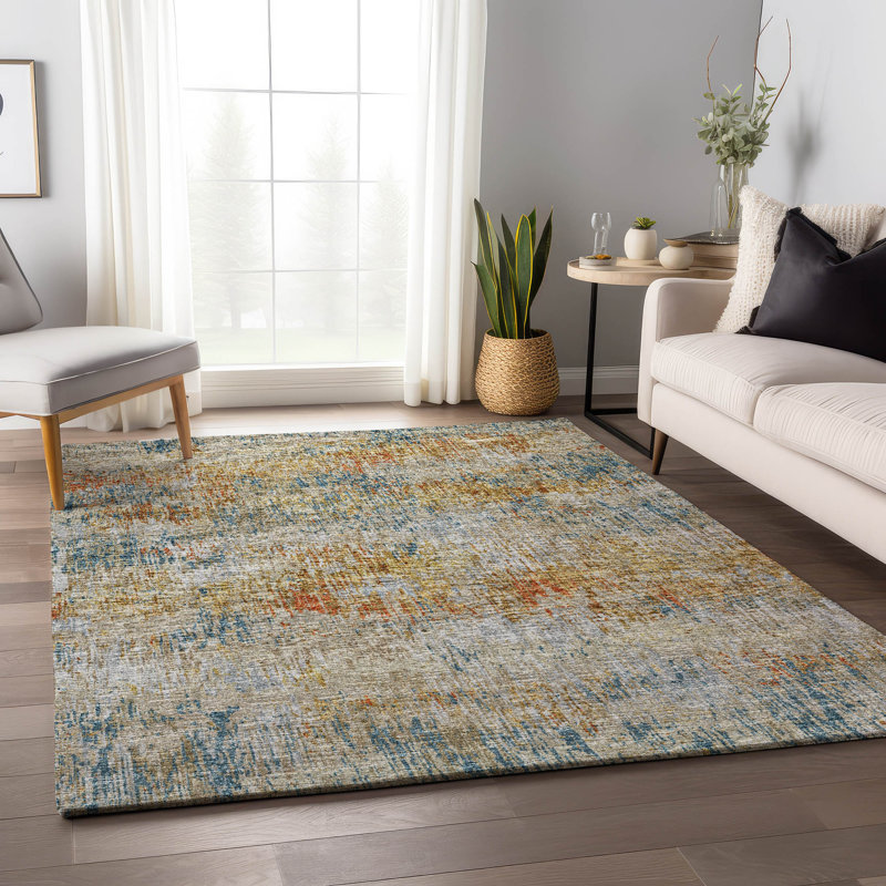Premium Machine Washable Driessen AMF66 Gilded Rug, Rectangle 8' x 10'