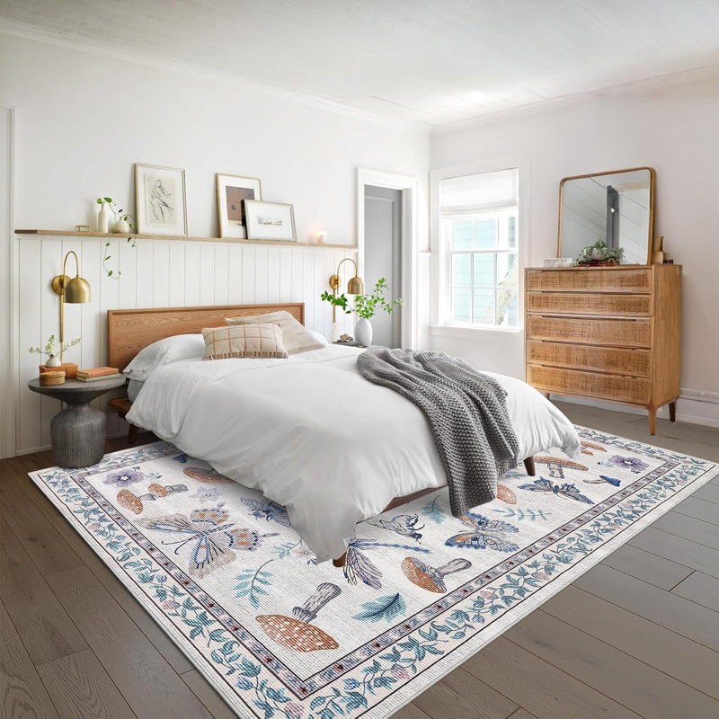 Tapis brun champignon 9x12, tapis floral vintage pour salon, chambre à coucher, salle à manger, Brun, 9*12ft