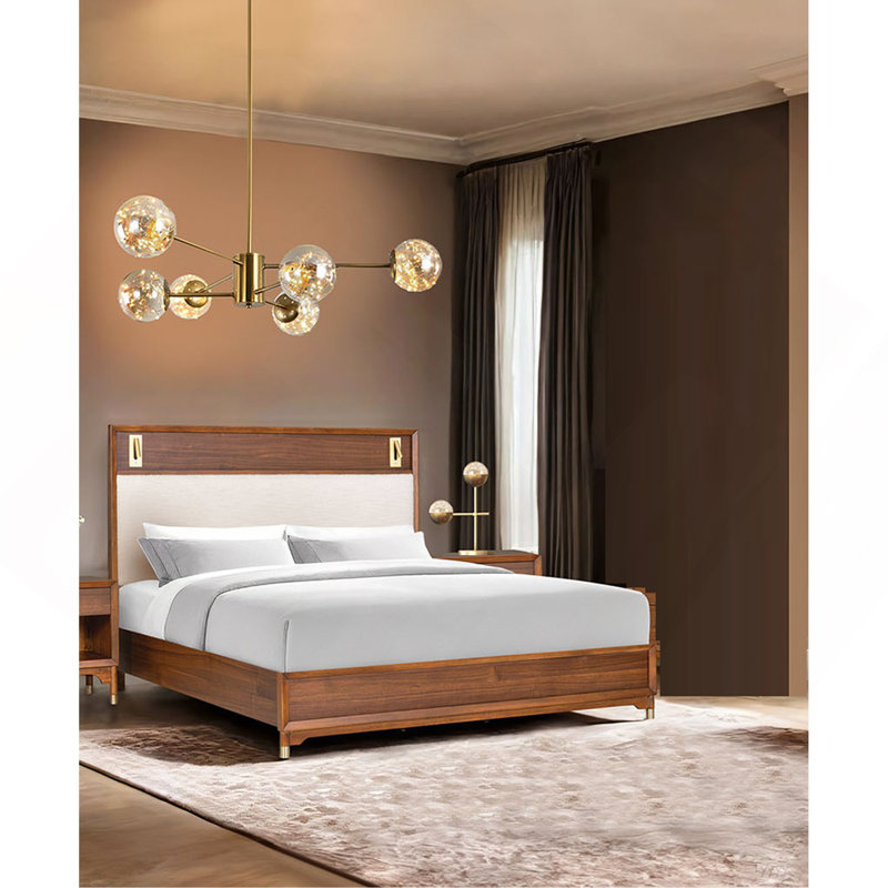 Mobilier de chambre à coucher Mid-Century, Brun, Grand lit