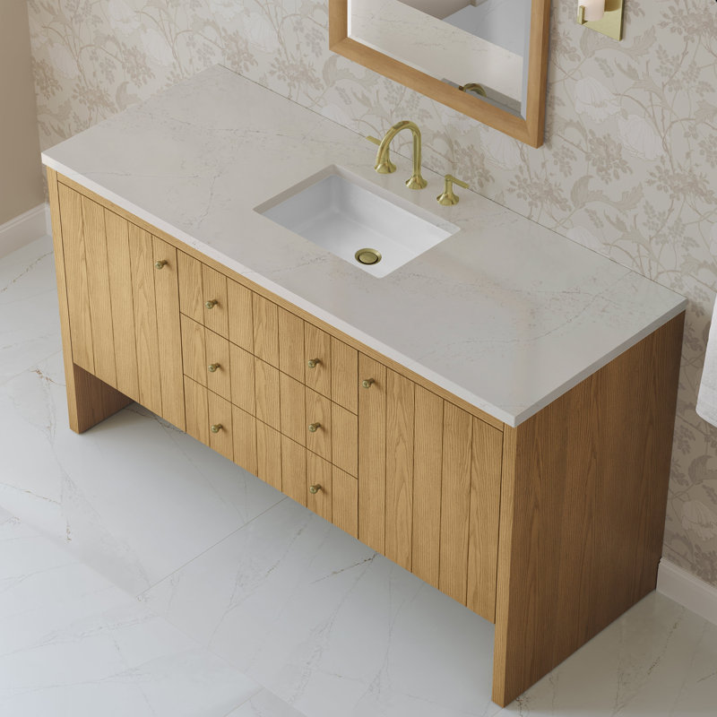 Hudson 60'' W Single Vanity, Light Natural Oak, Siberian, 8" Widespread