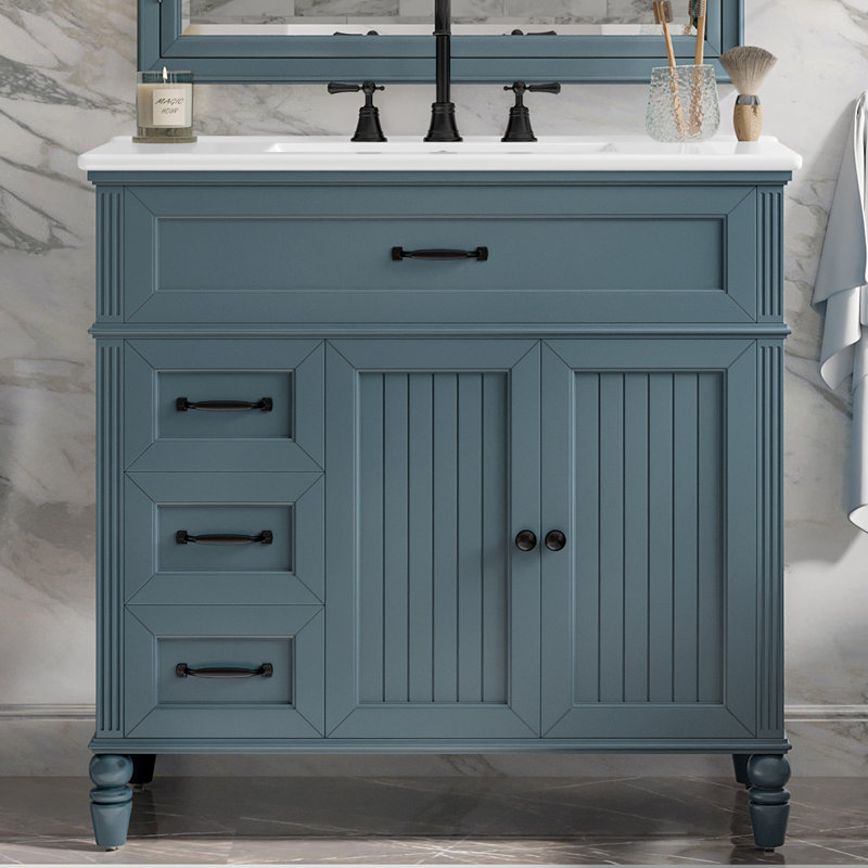 Ensemble de meuble-lavabo élégant en bois massif de style moderne parfait pour tout décor de salle de bain