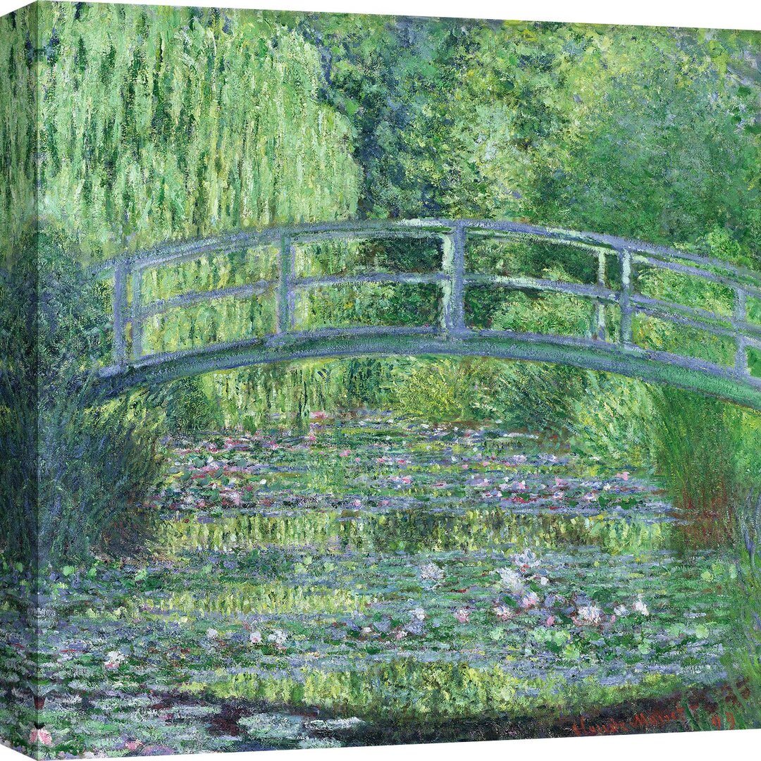 Leinwandbild Der Seerosenteich mit der japanischen Brücke von Claude Monet