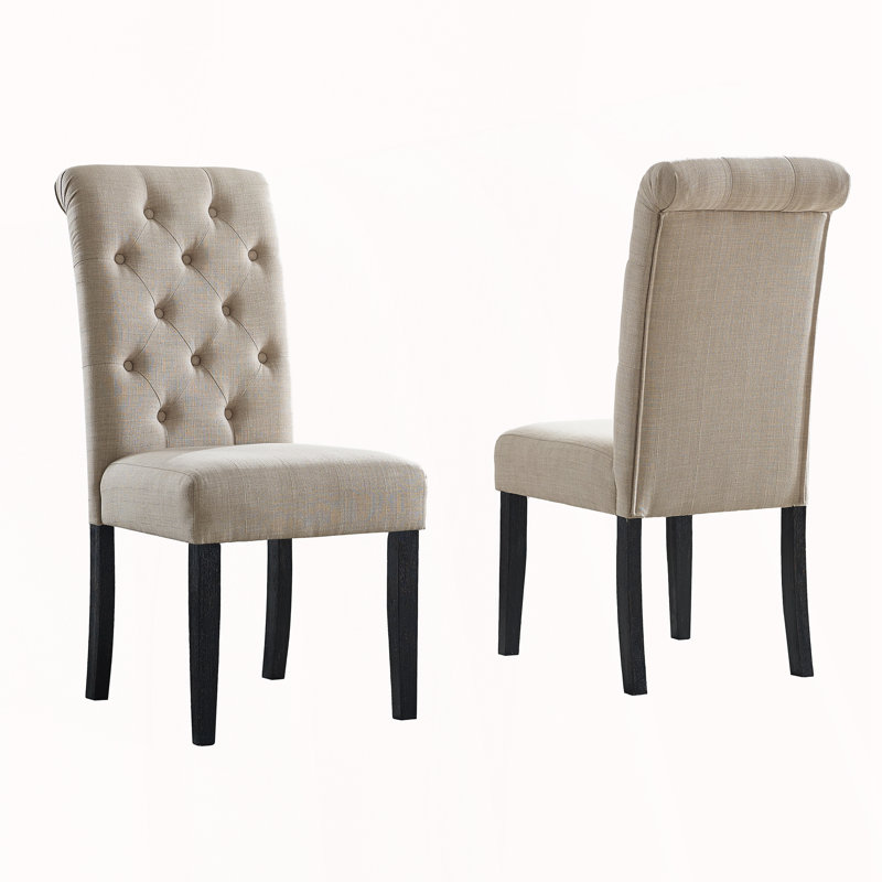 Chaise de salle à manger touffetée, ensemble de 2, Tanné