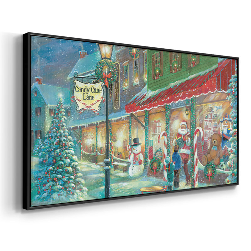 Candy Cane Lane - Toile tendue avec châssis tendue, prête à accrocher, Noir, H 17 po x l 33 po