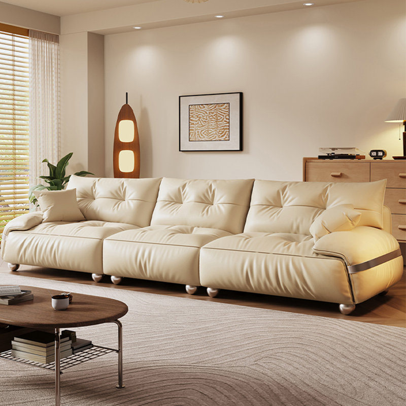 Mid Ancient Style Cream Straight Sofa