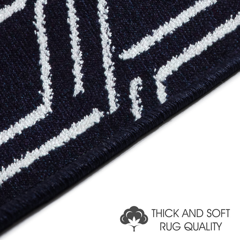Tapis d'escalier intérieur antidérapant 9 po x 28 po Pocklingt, Bleu marine