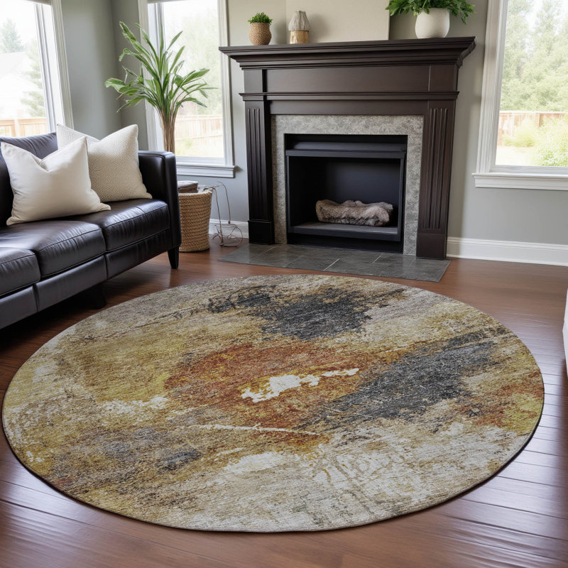 Premium Machine Washable Jessie AMF1199 Abstract Rug, Round 8'