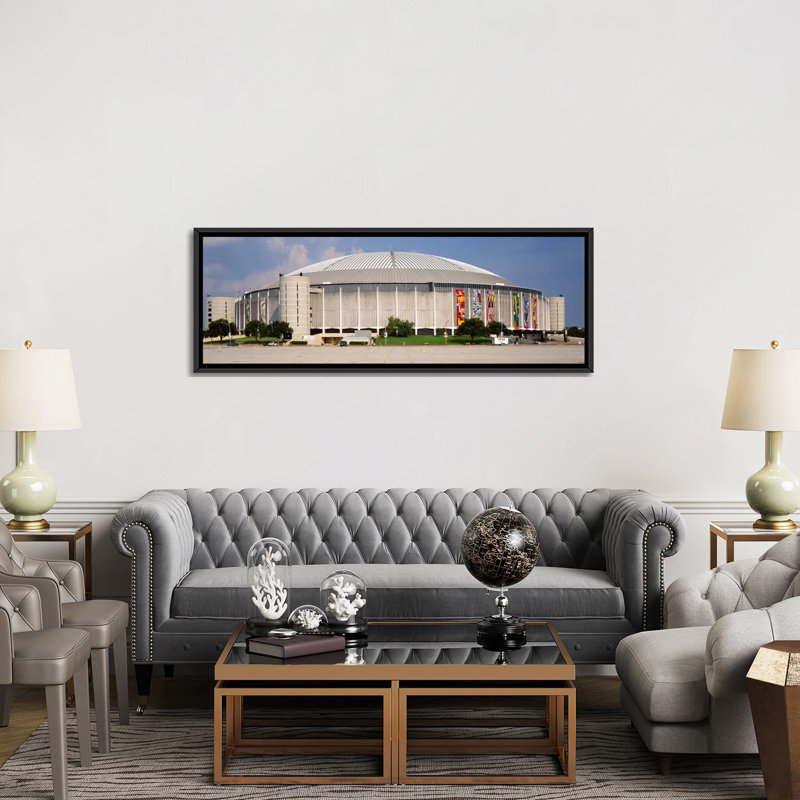« houston astrodome, houston, texas », reproduction de photo sur toile, H 20 po x l 60 po x P 1,5 po, Toile avec cadre noir