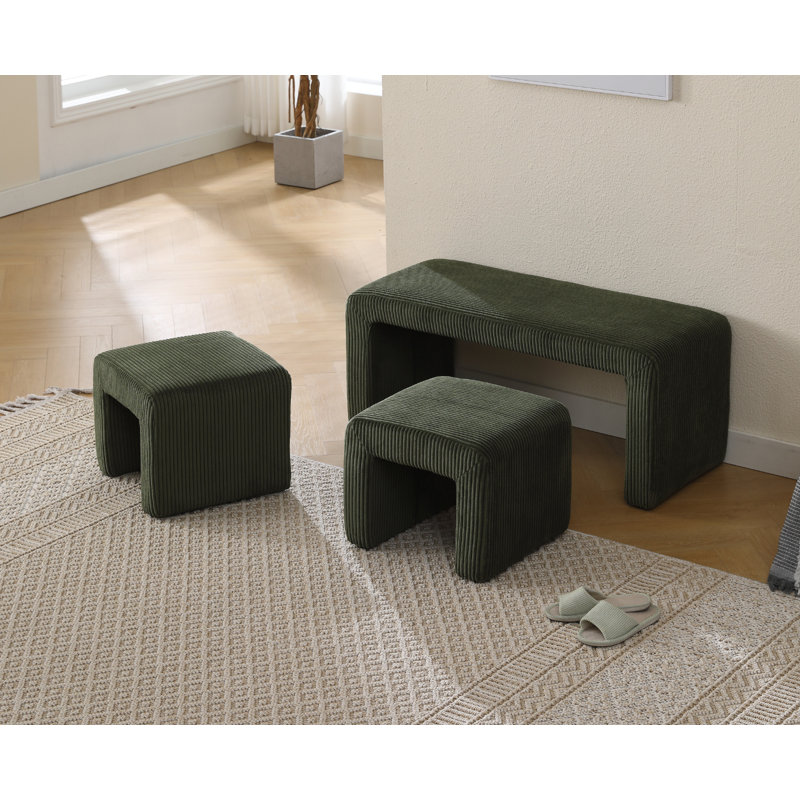 Faux Fur Upholstered Bench, Green