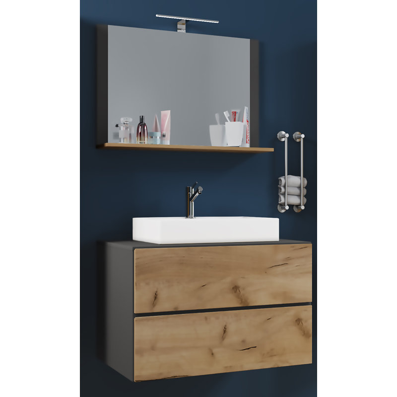 Raquita Bathroom Furniture Suite, Black/Oak