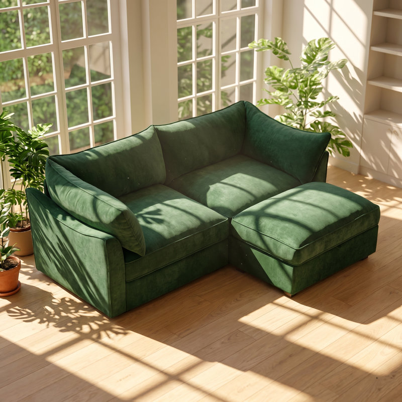 Canapé en chenille à 2 tiroirs l 78,7 po x P 56,6 po x H 31,4 po Crescent