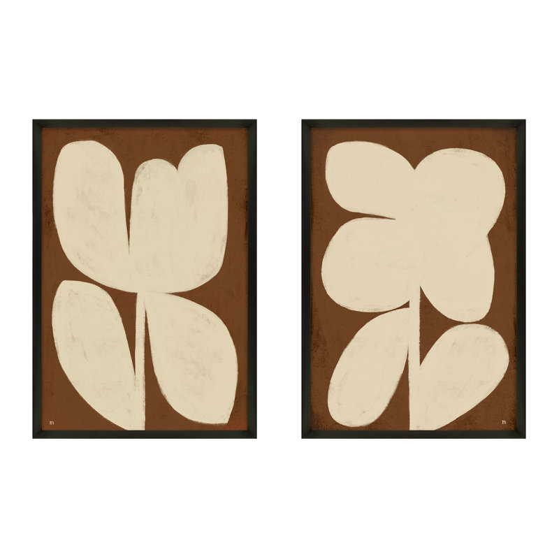 Flower Set Of 2 Painting by StudioM, Black Framed, 30" H x 21" W x 1.25" D