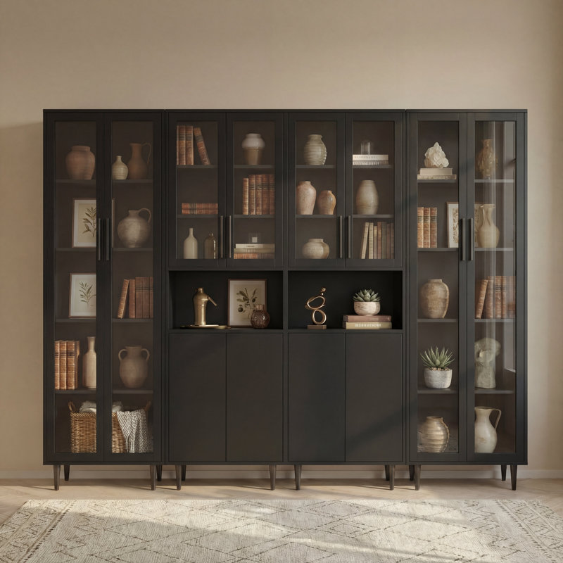 Bibliothèque de rangement en verre Wilma, Noir