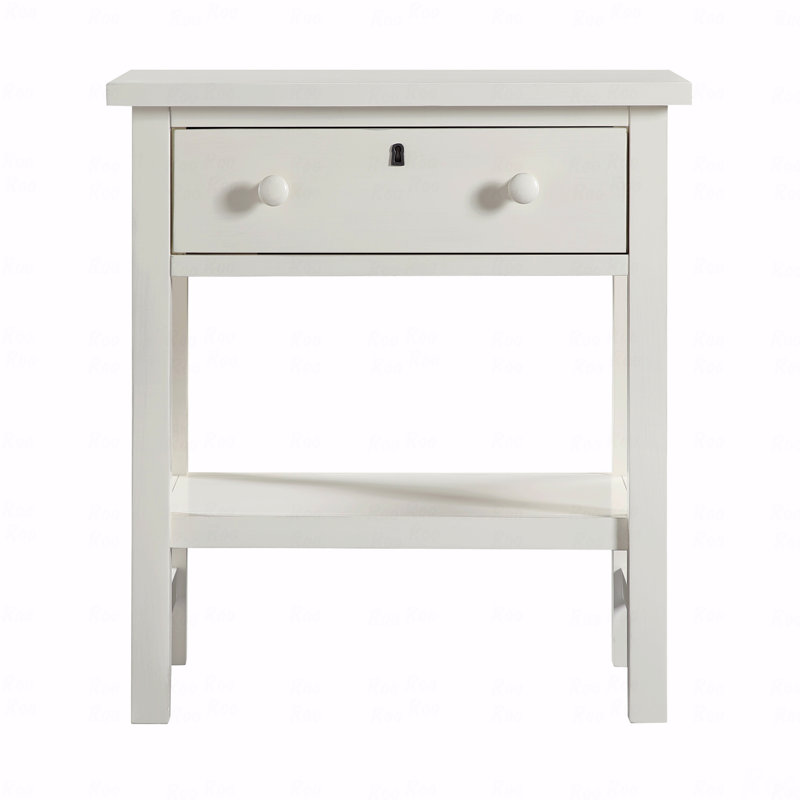 1-Drawer Storage Bedroom Nightstand, White