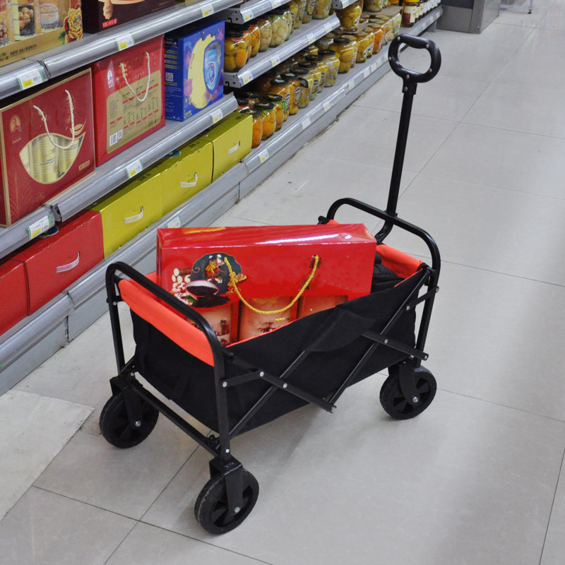 Mini chariot de plage pliable de jardinage de chariot (noir + jaune)
