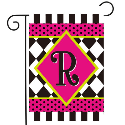 Drapeau néon en damier - R drapeau de jardin