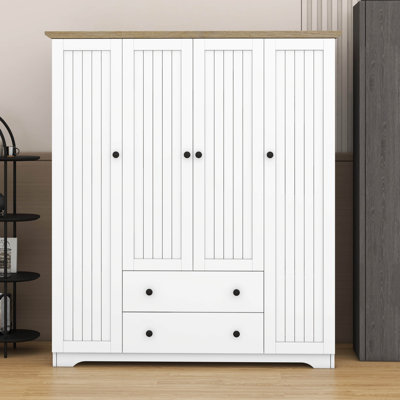 Armoire penderie 4 portes - 2 tiroirs inclus
