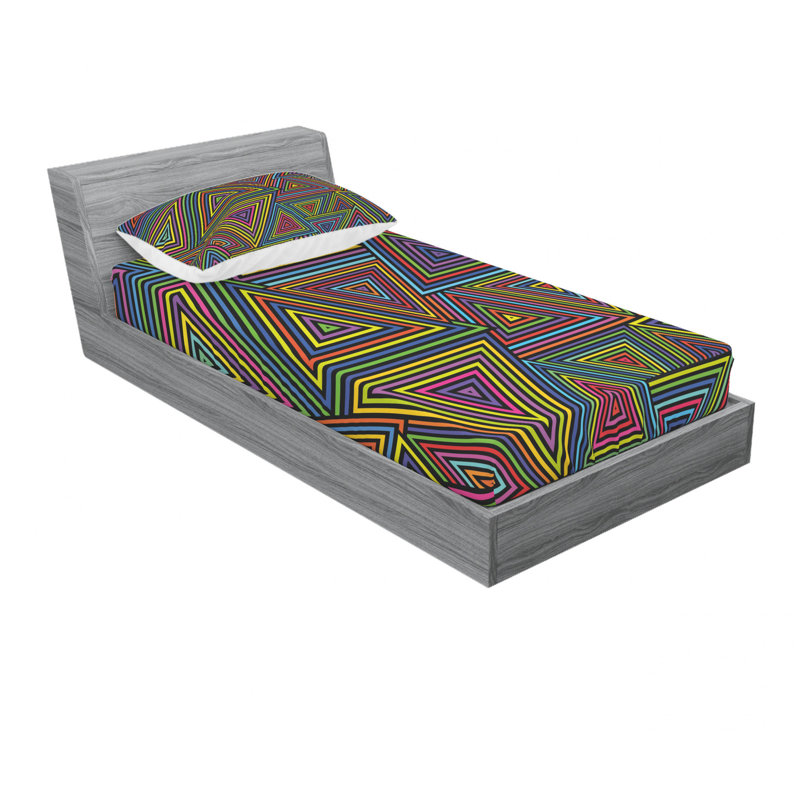 Microfiber Geometric Sheet Set, Twin XL Sheet Set with Fitted Sheet