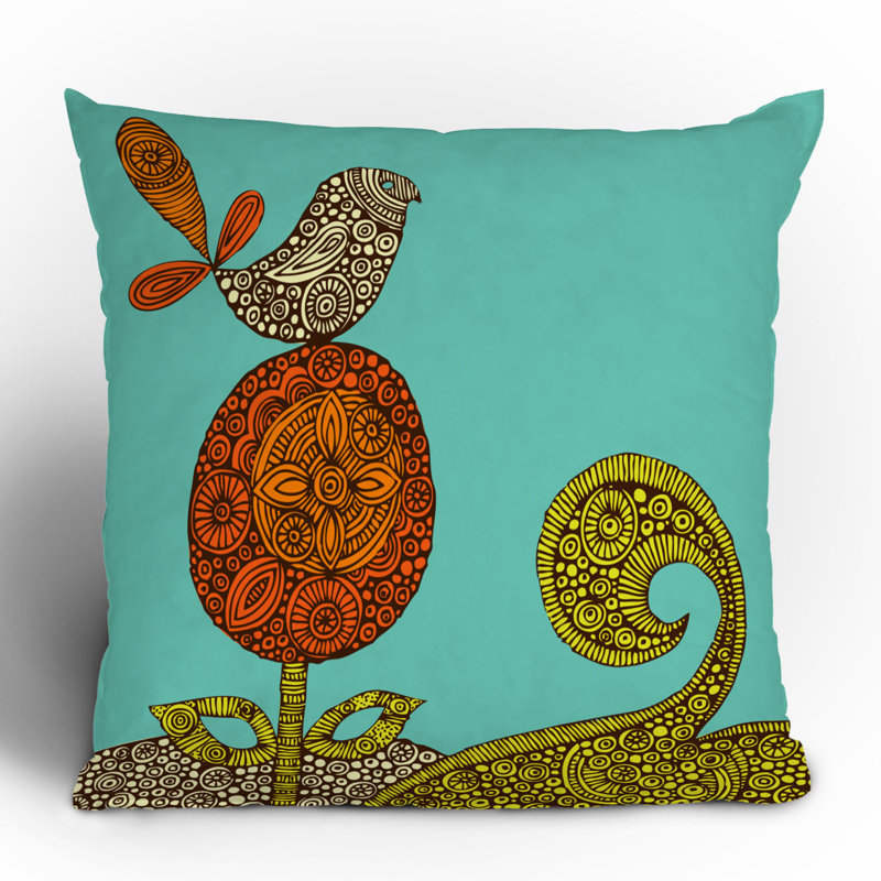 Bird in the Flower Throw Pillow, 16" x 16"